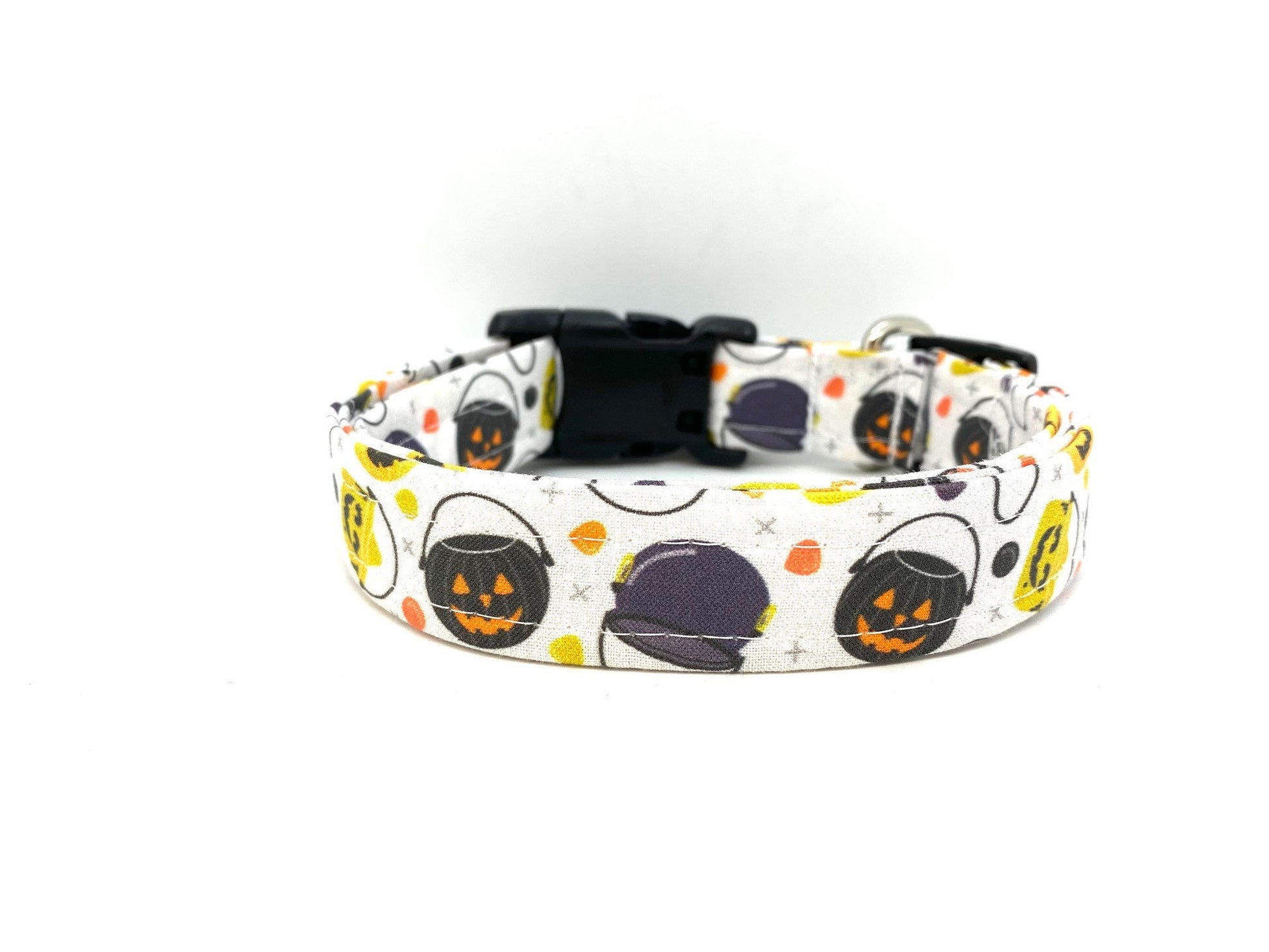 Dog collar with Halloween-themed design on a white background