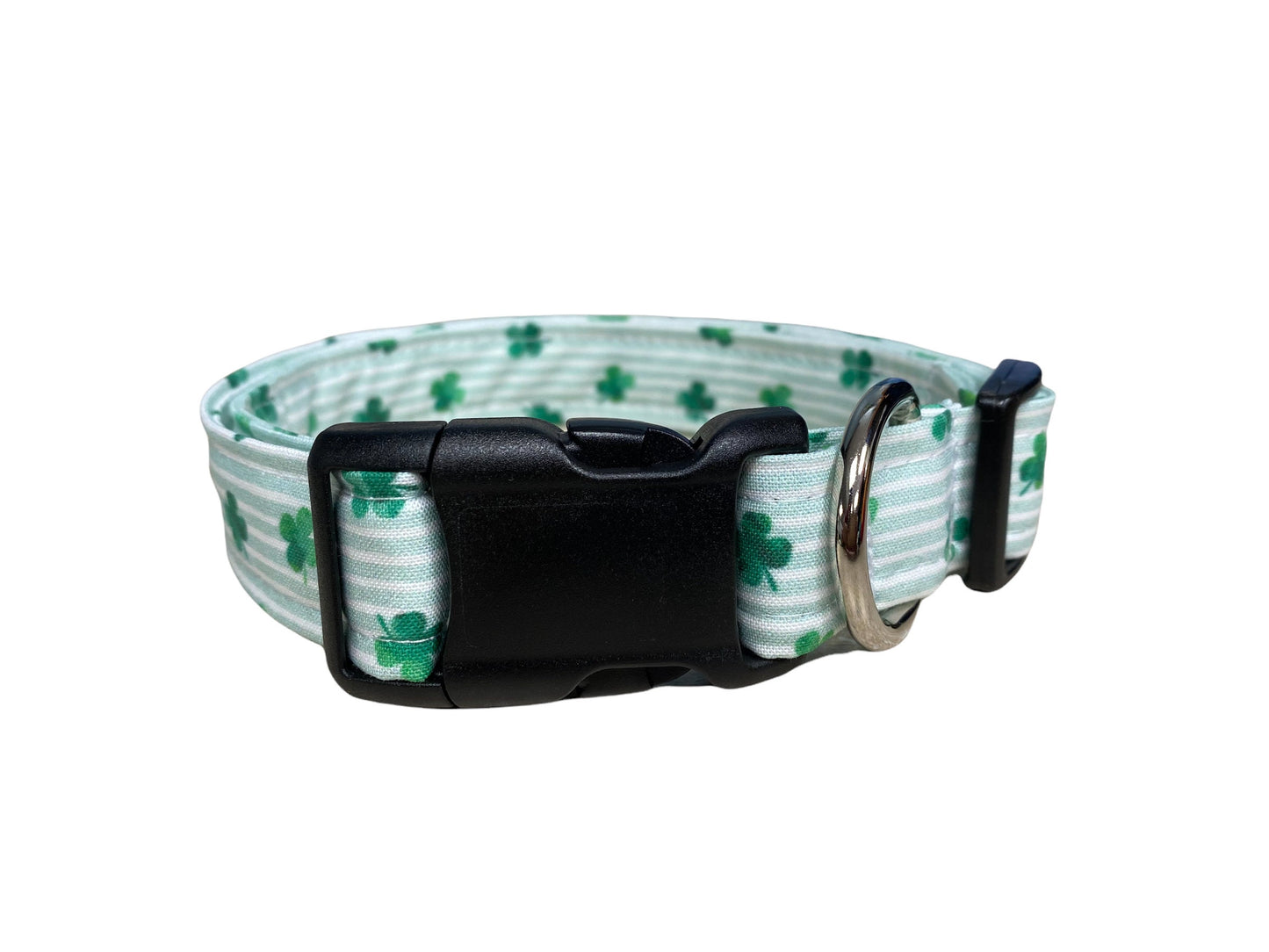 St. Patrick's Stripe Shamrock Dog Collar with Embellishment