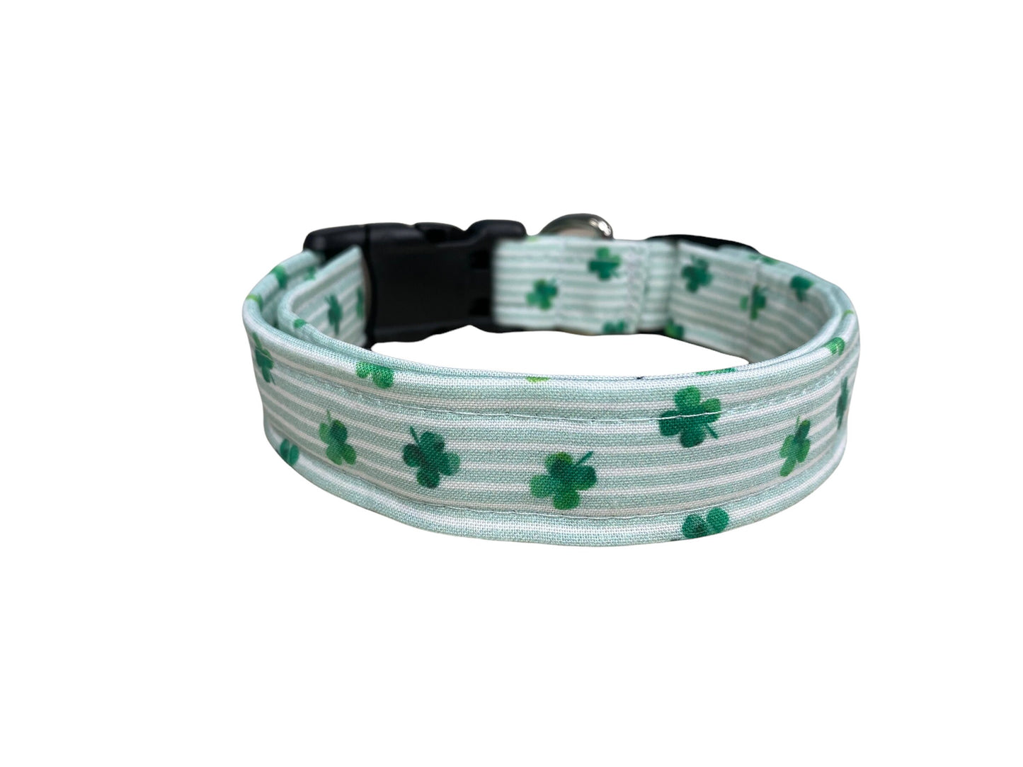St. Patrick's Stripe Shamrock Dog Collar with Embellishment