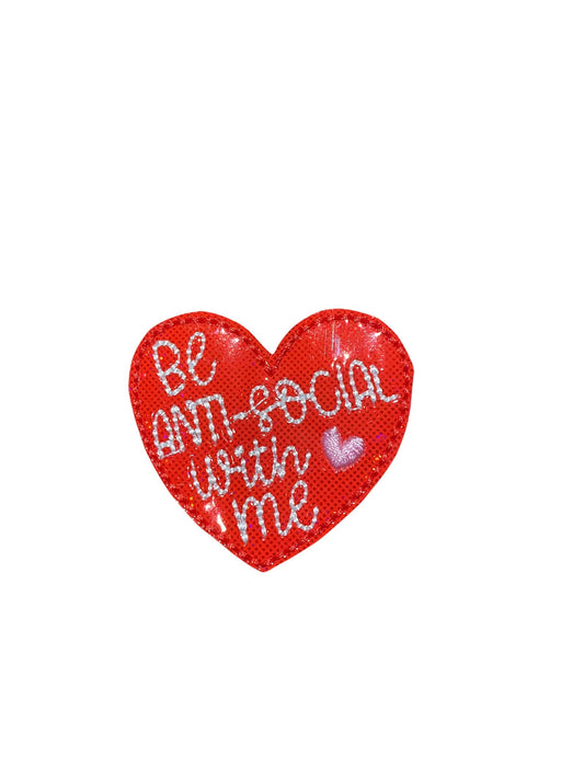 Dog Collar Embellishment, Be Antisocial with Me, Heart Collar Embellishment, Valentine's Day Heart, Antisocial, Dog Collar Heart