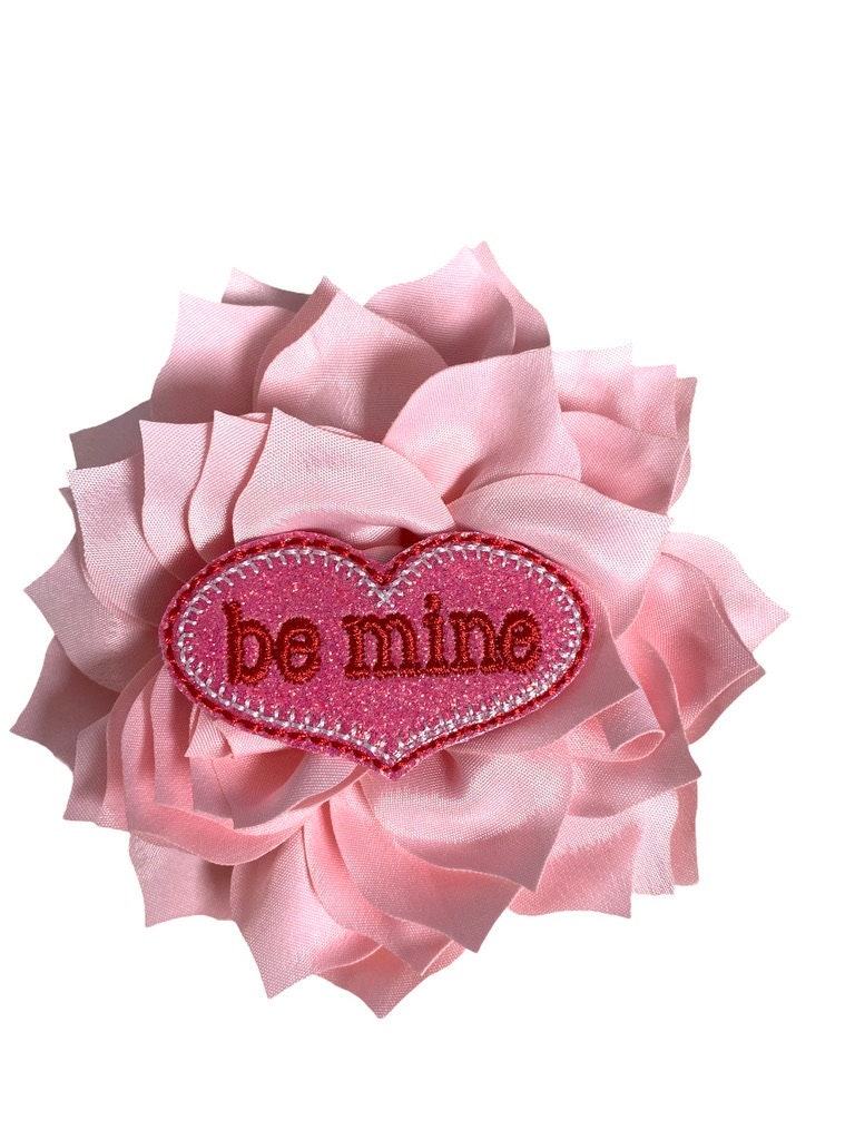 Embellished Dog Collar Flower, 3 or 4 Inch Dog Collar Flower with Embellishment, Valentine's Day Flower Embellishment, Be Mine Dog Flower