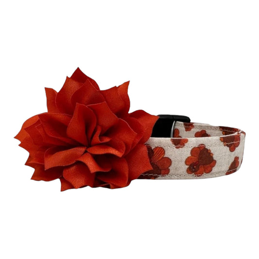 Thanksgiving Turkey Dog Collar with Flower