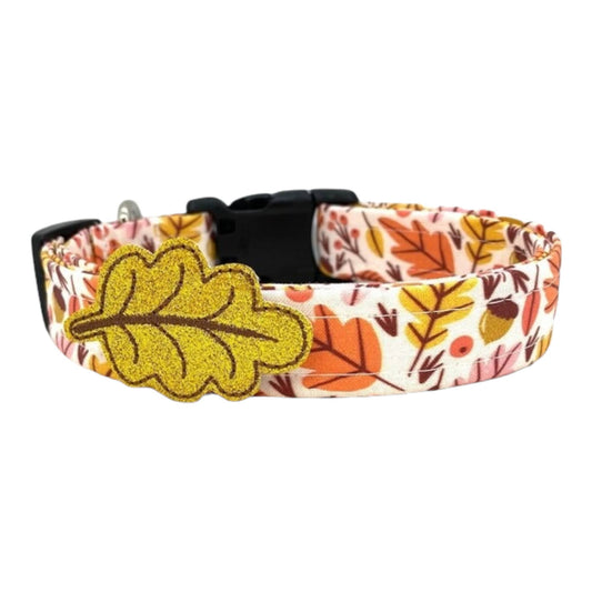 Fall Leaf Dog Collar with Leaf Embellishment