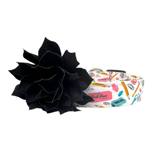 Back To School Dog Collar with Flower
