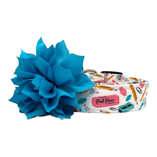 Back To School Dog Collar with Flower