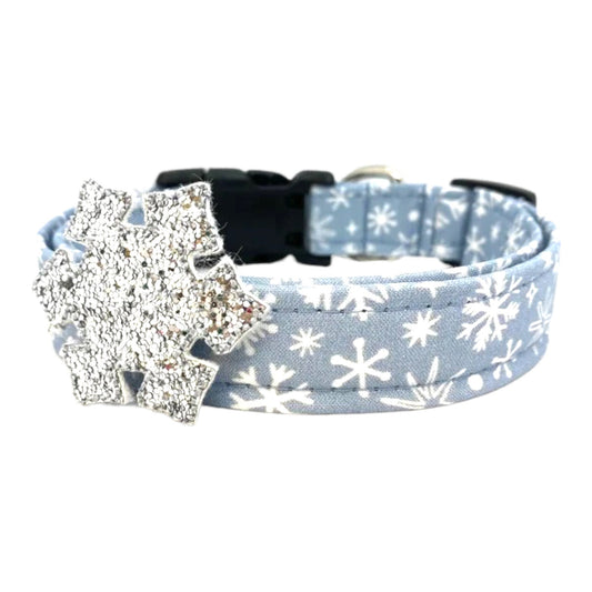 Christmas & Winter Snowflake Dog Collar with Snowflake Embellishment