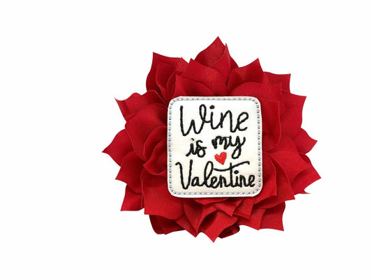 Wine is My Valentine Embellished Dog Collar Flower
