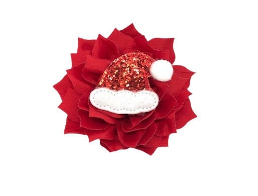 Santa Hat Embellished Christmas Dog Collar Flower