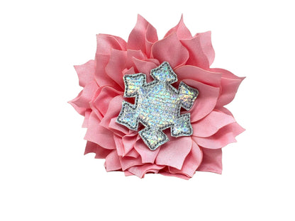Snowflake Embellished Dog Collar Flower, Christmas Dog Collar Flower, Winter Snowflake Collar Flower, Dog Collar Flower, Flower for Collar