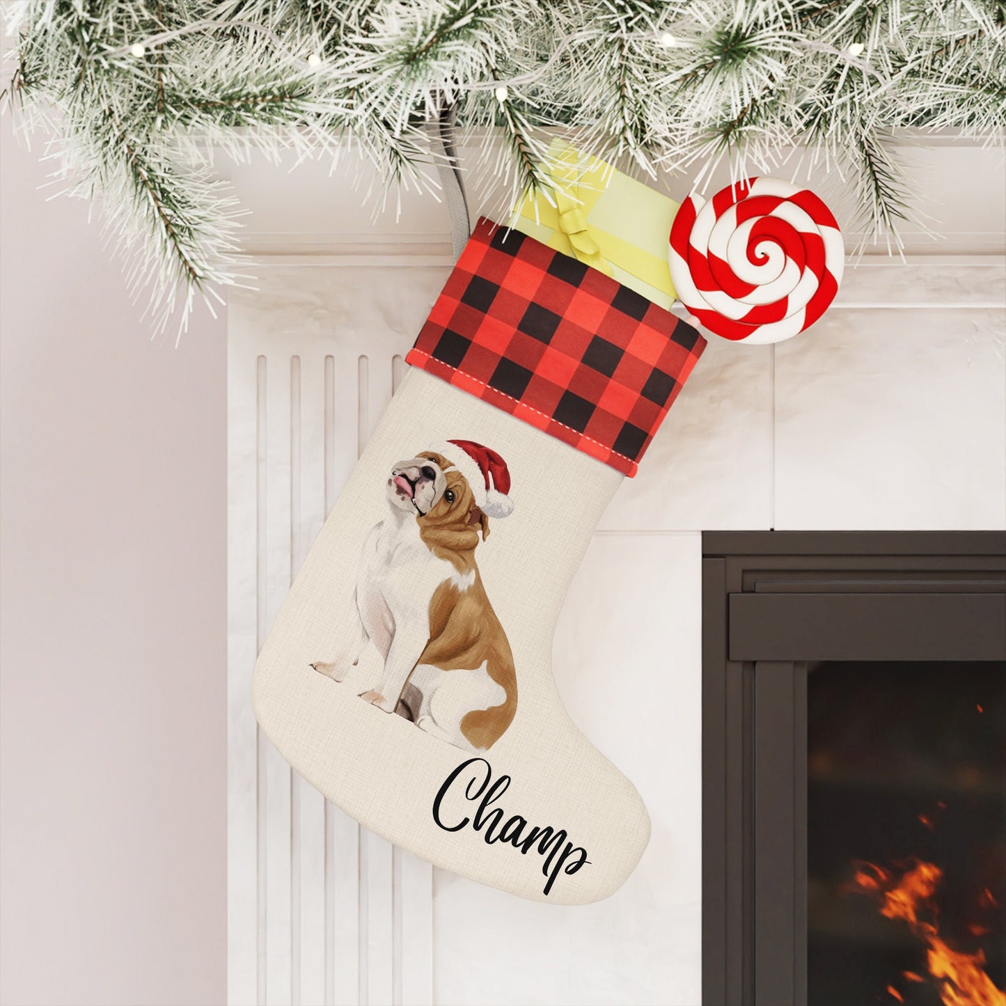 Personalized Bulldog Christmas Stocking