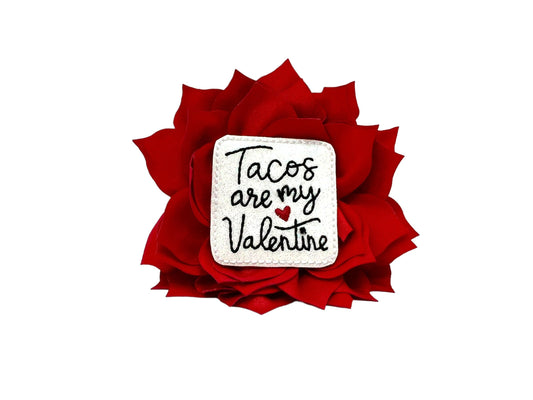 Tacos Are My Valentine Embellished Dog Collar Flower