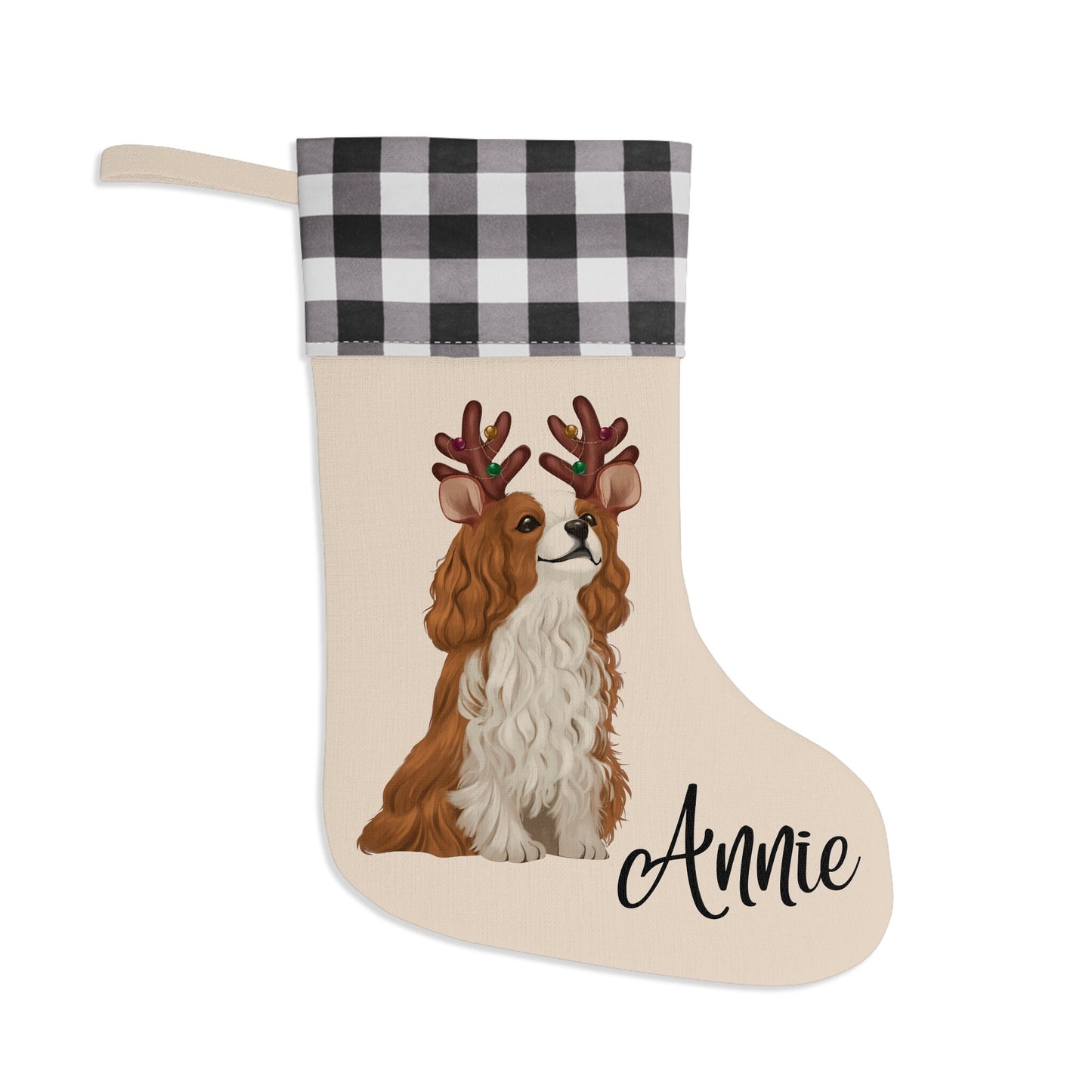 Personalized King Charles Cavalier Dog Christmas Stocking