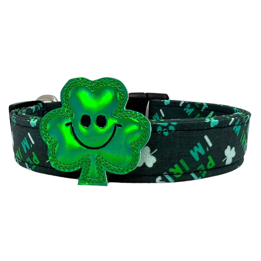 St. Patrick's Day Irish Dog Collar with Shamrock Embellishment