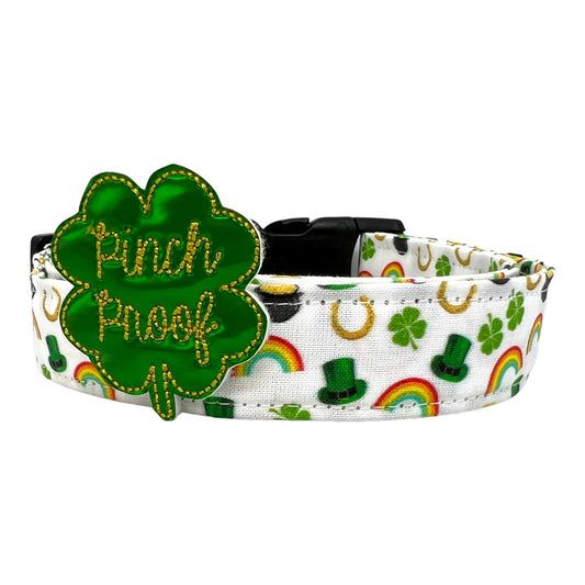 St. Patrick's Day Dog Collar with Shamrock Dog Collar Embellishment