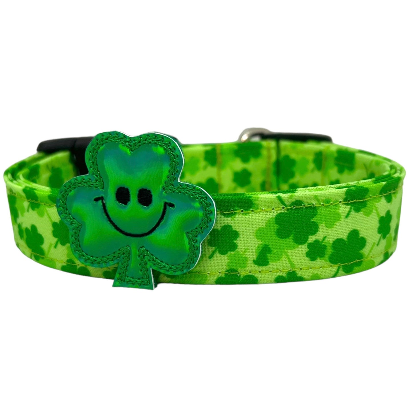 St. Patrick's Day Shamrock Dog Collar with Shamrock Dog Collar Embellishment