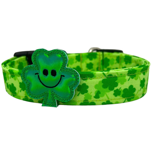 St. Patrick's Day Shamrock Dog Collar with Shamrock Dog Collar Embellishment
