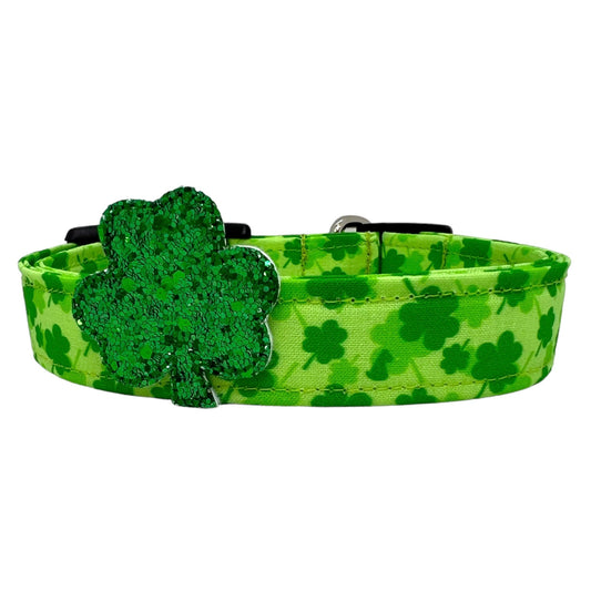 St. Patrick's Day Shamrock Dog Collar with Embellishment