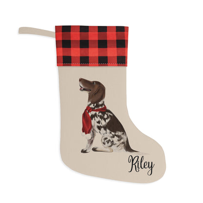 Pointer Christmas Stocking, Personalized Pointer Buffalo Plaid Christmas Stocking, Pointer Dog Stocking, Christmas Pointer Dog, Pointer
