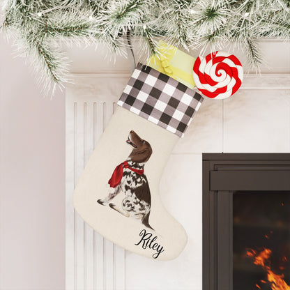 Pointer Christmas Stocking, Personalized Pointer Buffalo Plaid Christmas Stocking, Pointer Dog Stocking, Christmas Pointer Dog, Pointer