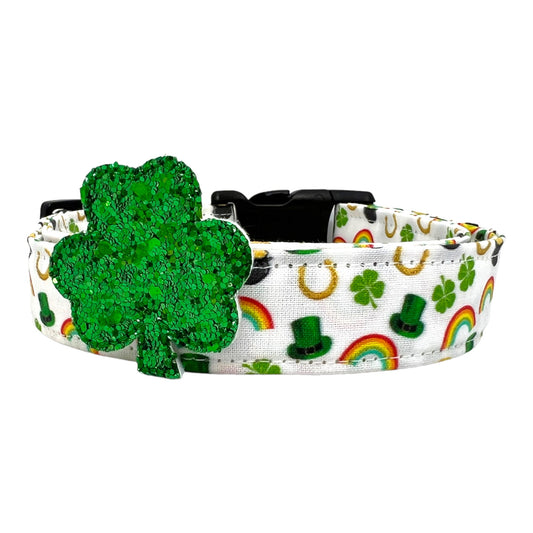 St. Patrick's Day Dog Collar with Shamrock Embellishment