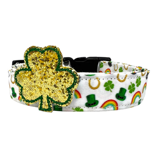 St. Patrick's Day Dog Collar with Shamrock Dog Collar Embellishment