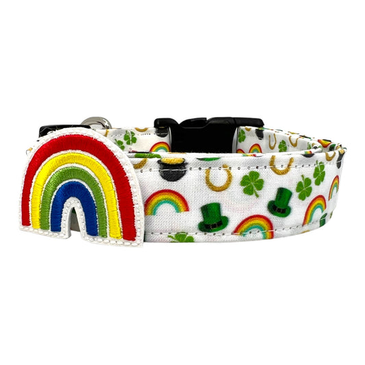 St. Patrick's Day Dog Collar with Rainbow Dog Collar Embellishment