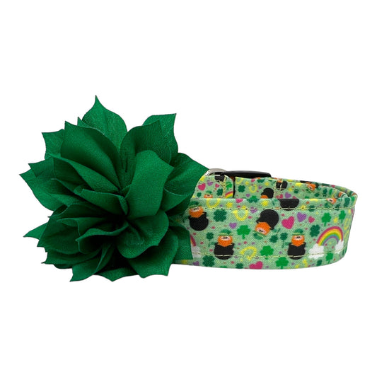 St. Patrick's Day Leprechaun Dog Collar with Dog Collar Flower