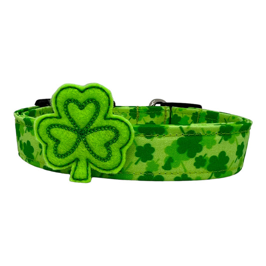 St. Patrick's Day Shamrock Dog Collar with Embellishment