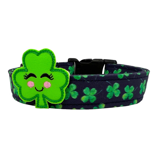 St. Patrick's Day Shamrock Dog Collar with Embellishment