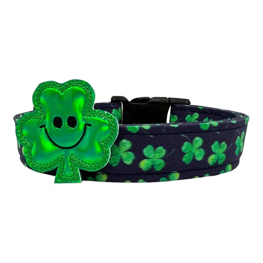 St. Patrick's Day Shamrock Clover Dog Collar with Shamrock Dog Collar Embellishment