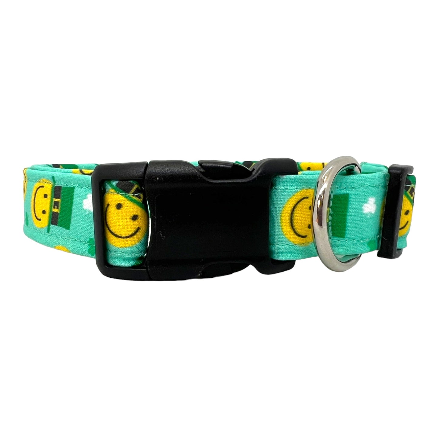 St. Patrick's Day Smiley Face Dog Collar with Embellishment