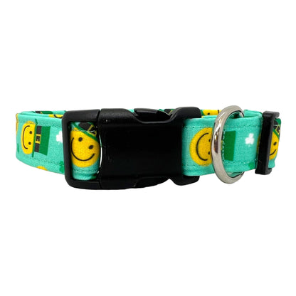 St. Patrick's Day Smiley Face Dog Collar with Embellishment