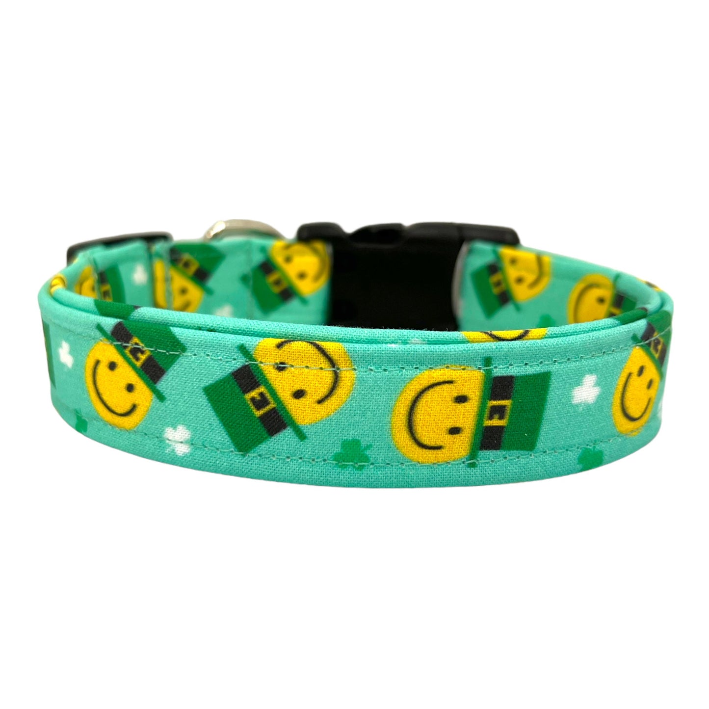 St. Patrick's Day Smiley Face Dog Collar with Embellishment