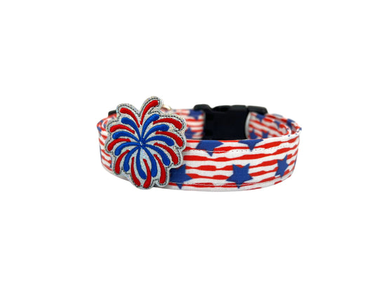 Patriotic Dog Collar, 4th of July Dog Collar, Stars and Stripe Flag Dog Collar, American Flag Dog Collar, Stars & Stripes Dog Collar