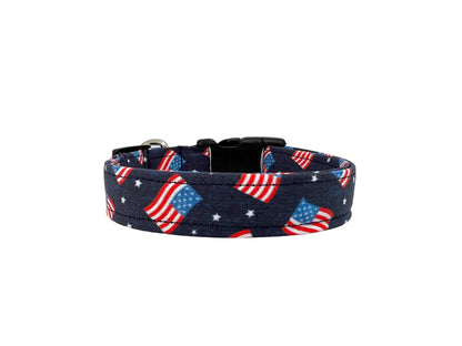 Patriotic American Flag Dog Collar with Embellishment