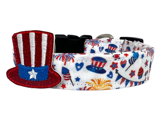 Patriotic Dog Collar, 4th of July Dog Collar, Firecracker Dog Collar, Fireworks Dog Collar, 4th July Collar For Dog, Independence Day Collar