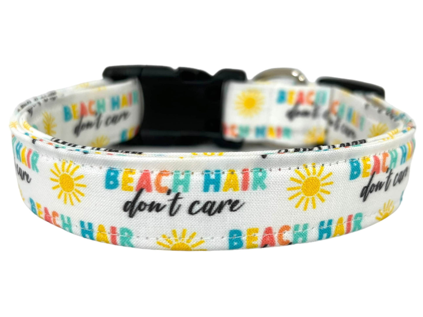 Beach Hair Don't Care Dog Collar with Embellishment