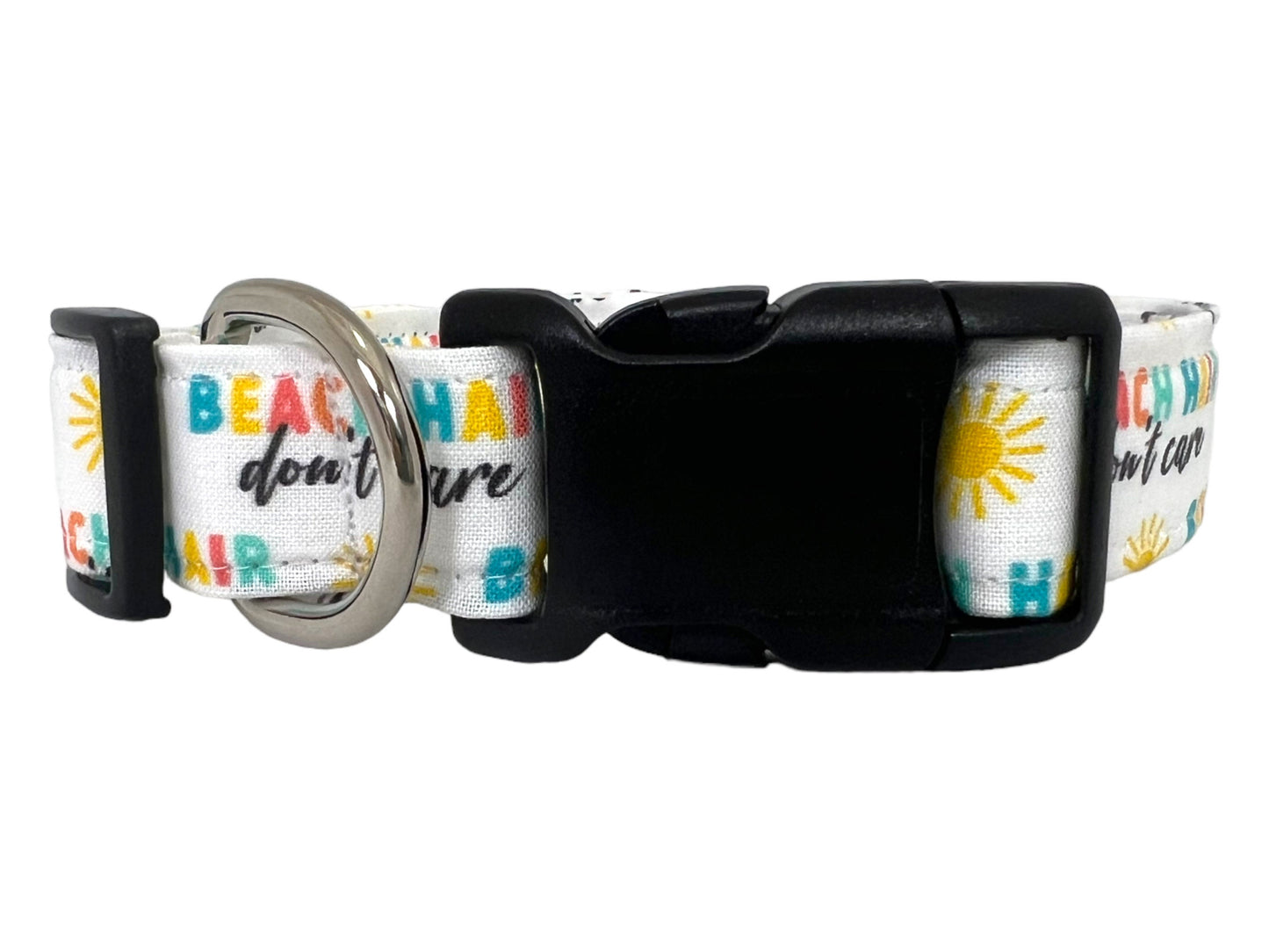 Beach Hair Don't Care Dog Collar with Embellishment