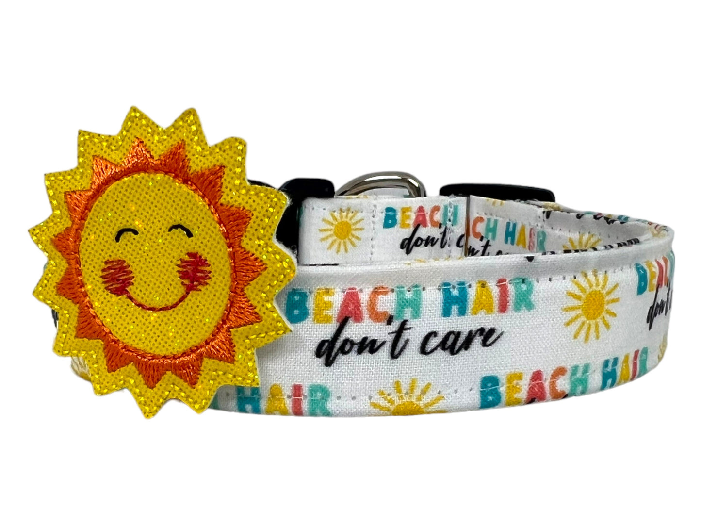 Beach Hair Don't Care Dog Collar with Embellishment