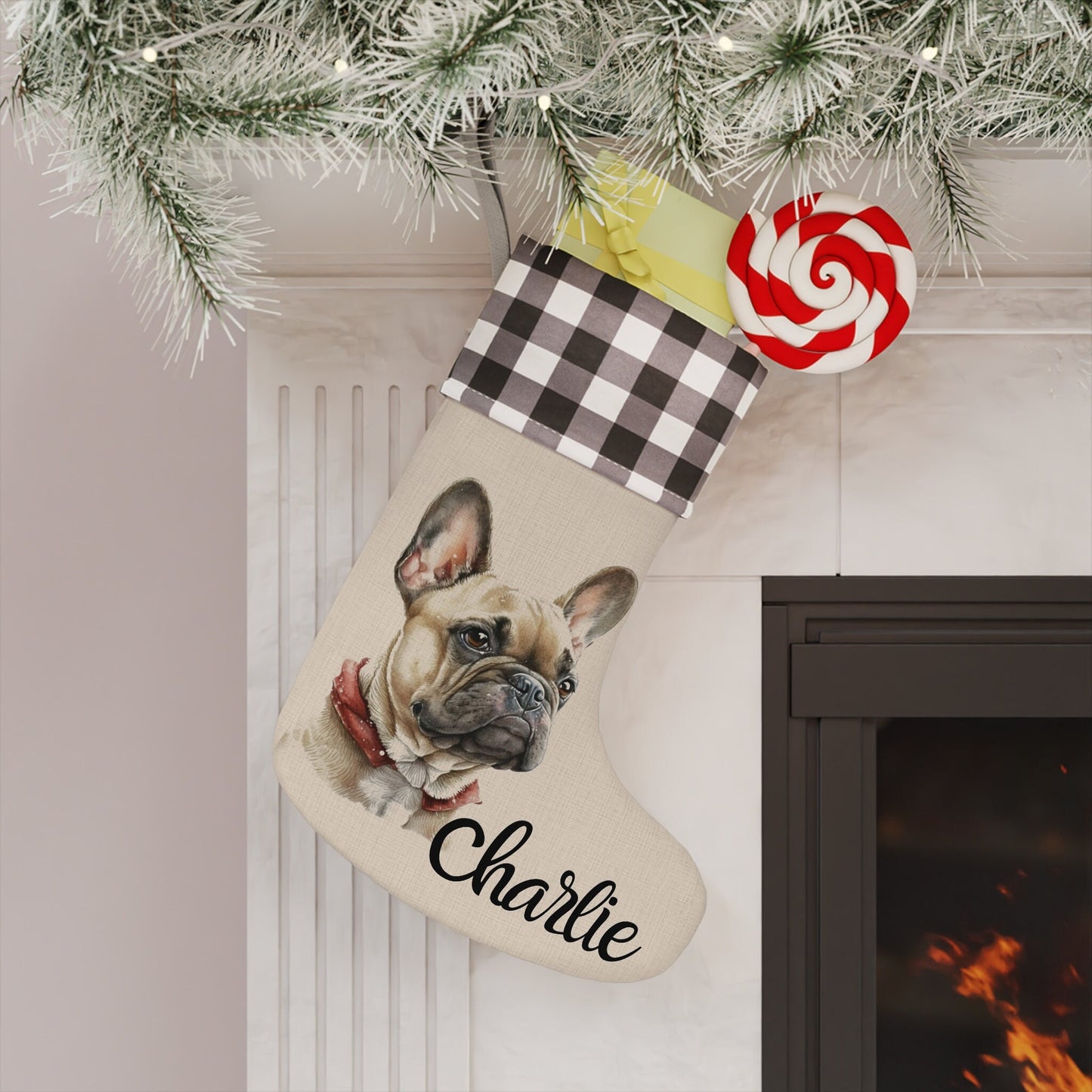 Personalized French Bulldog Christmas Stocking