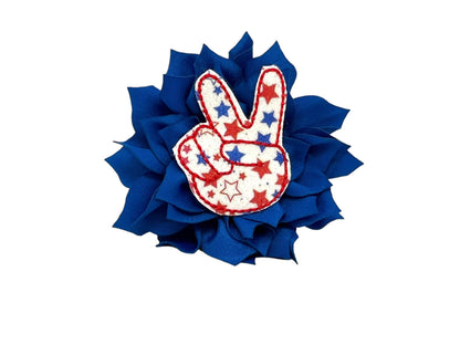Patriotic Stars Peace Sign Dog Collar Flower, 4th of July Dog Collar Flower, Embellished Dog Collar Flower, Stars Peace Sign, Memorial Day