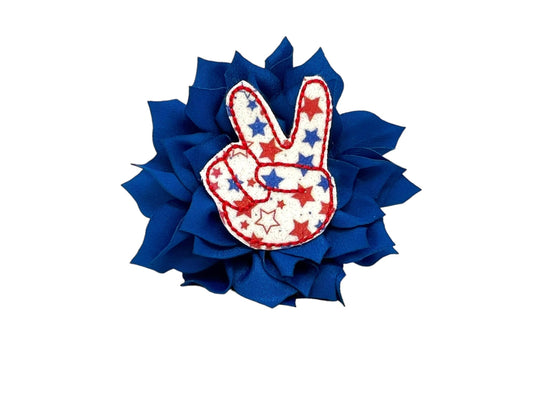 Patriotic Stars Peace Sign Dog Collar Flower, 4th of July Dog Collar Flower, Embellished Dog Collar Flower, Stars Peace Sign, Memorial Day