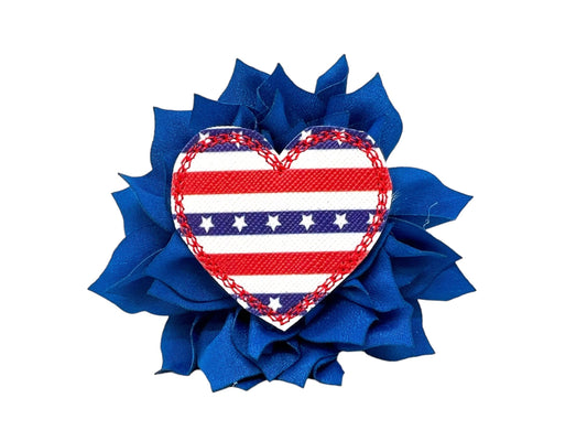Patriotic Stars & Stripes Dog Collar Flower, 4th of July Dog Collar Flower, Embellished Dog Collar Flower, Stars and Stripes Heart