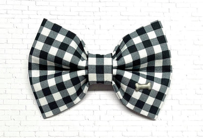Black & White Plaid Dog Bow Tie