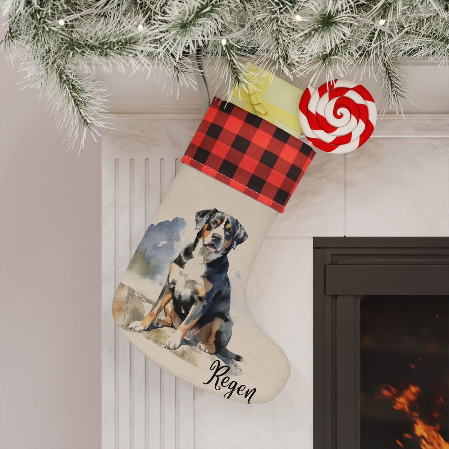 Personalized Greater Swiss Mountain Dog Christmas Stocking