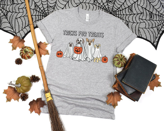 Halloween Shirt, Halloween T-Shirt, Ghost Shirt, Halloween Dog Shirt, Ghost Dog Shirt, Tricks for Treats, Cute Spooky Season, Ghost Dogs