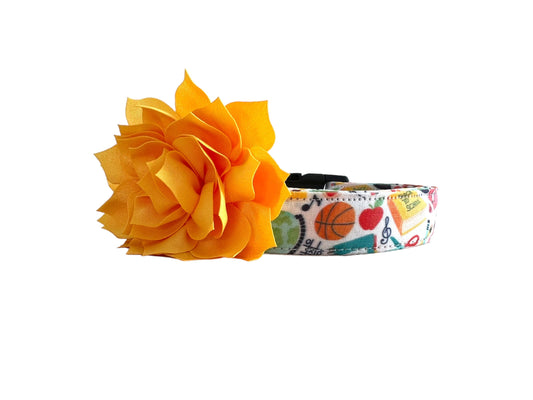 School Subjects Dog Collar with Flower