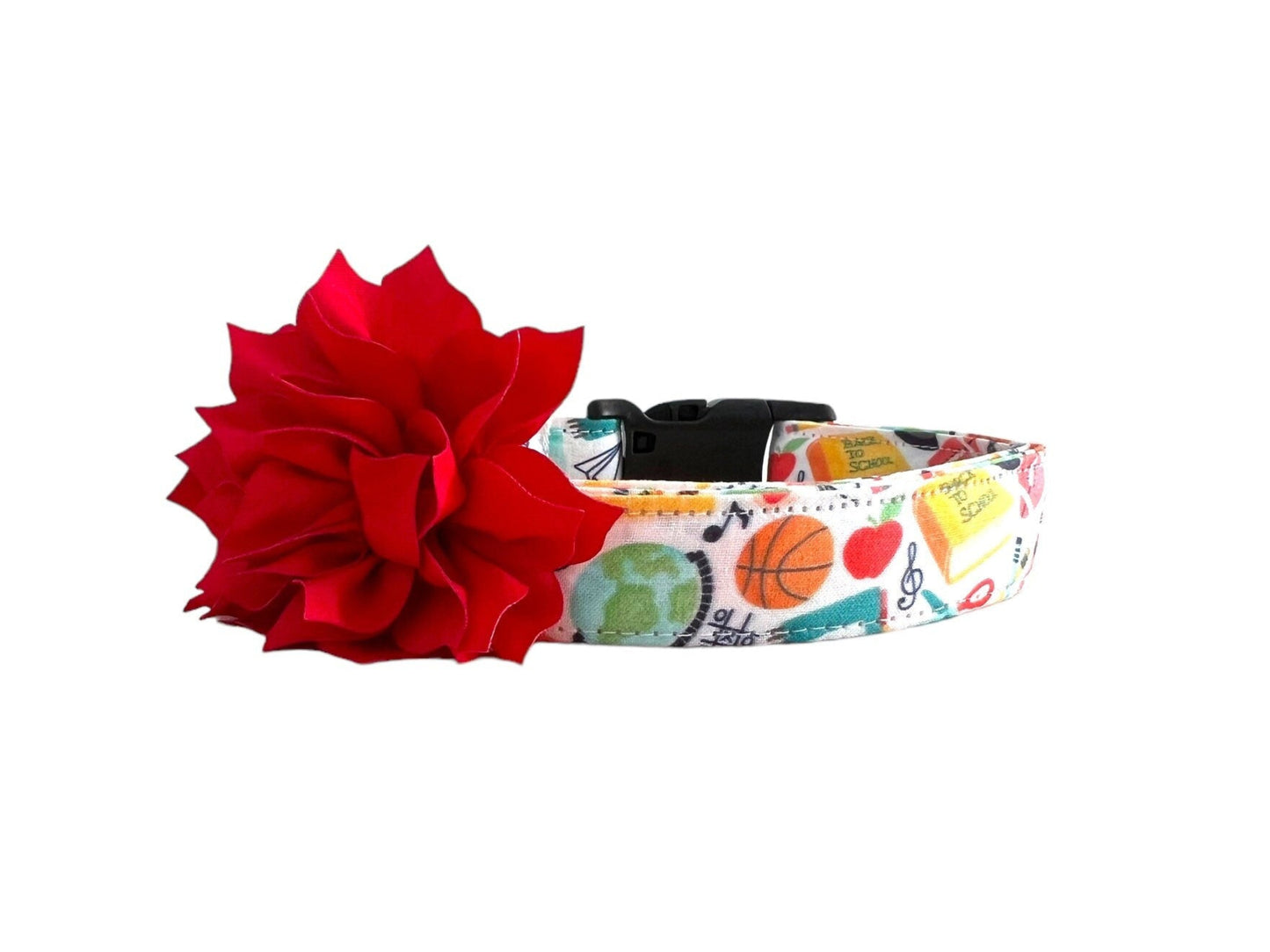 School Subjects Dog Collar with Flower