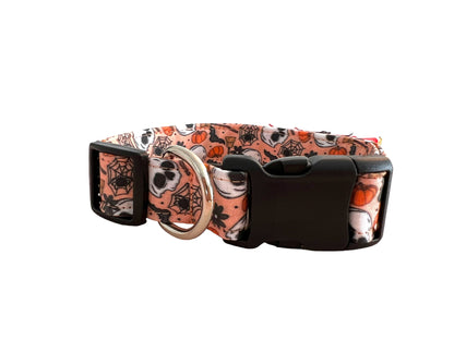Halloween Dog Collar, Spider Dog Collar, Skull Dog Collar with Dog Collar Flower, Trick or Treat Dog Collar, Pumpkin Dog Collar, Bat Collar
