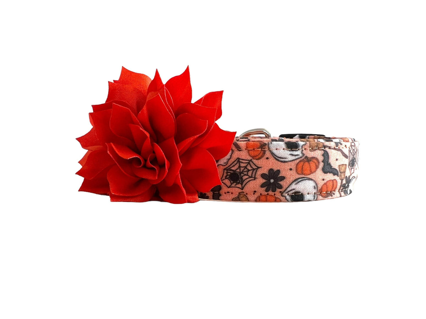 Halloween Dog Collar, Spider Dog Collar, Skull Dog Collar with Dog Collar Flower, Trick or Treat Dog Collar, Pumpkin Dog Collar, Bat Collar